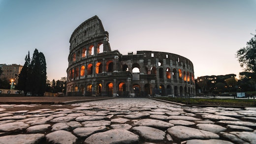 The Colosseum in Rome at dusk