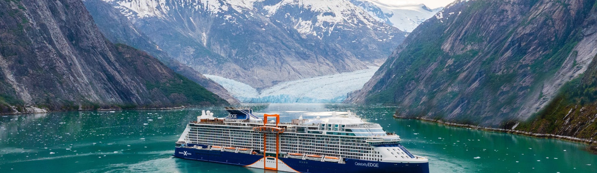Celebrity Edge anchored at Dawes Glacier, Alaska