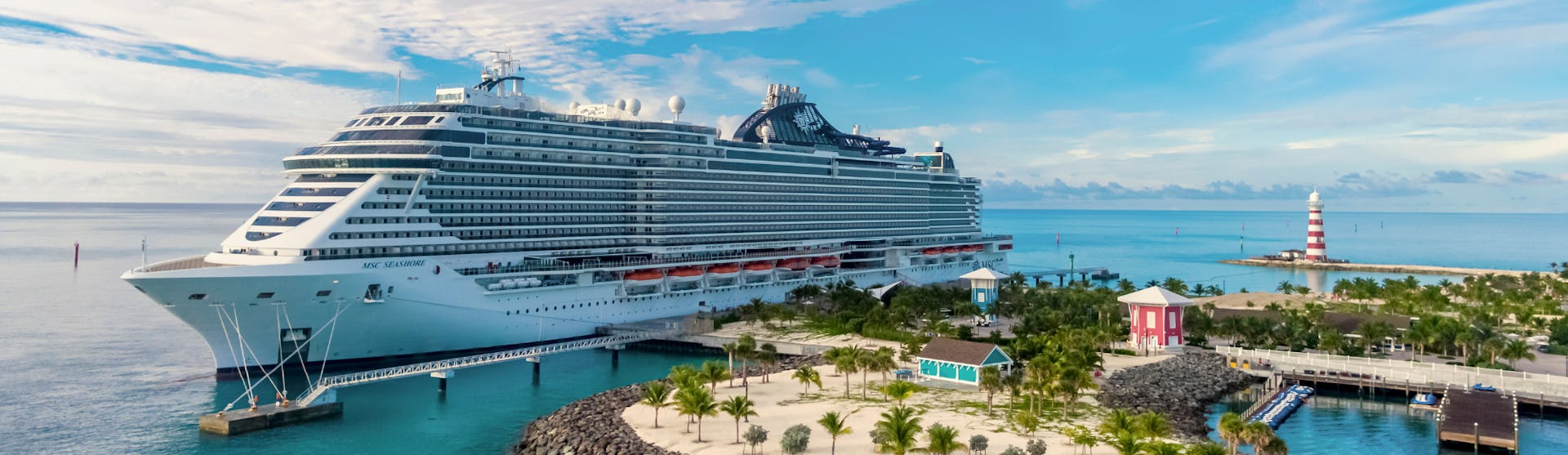 MSC Seashore docked at Ocean Cay