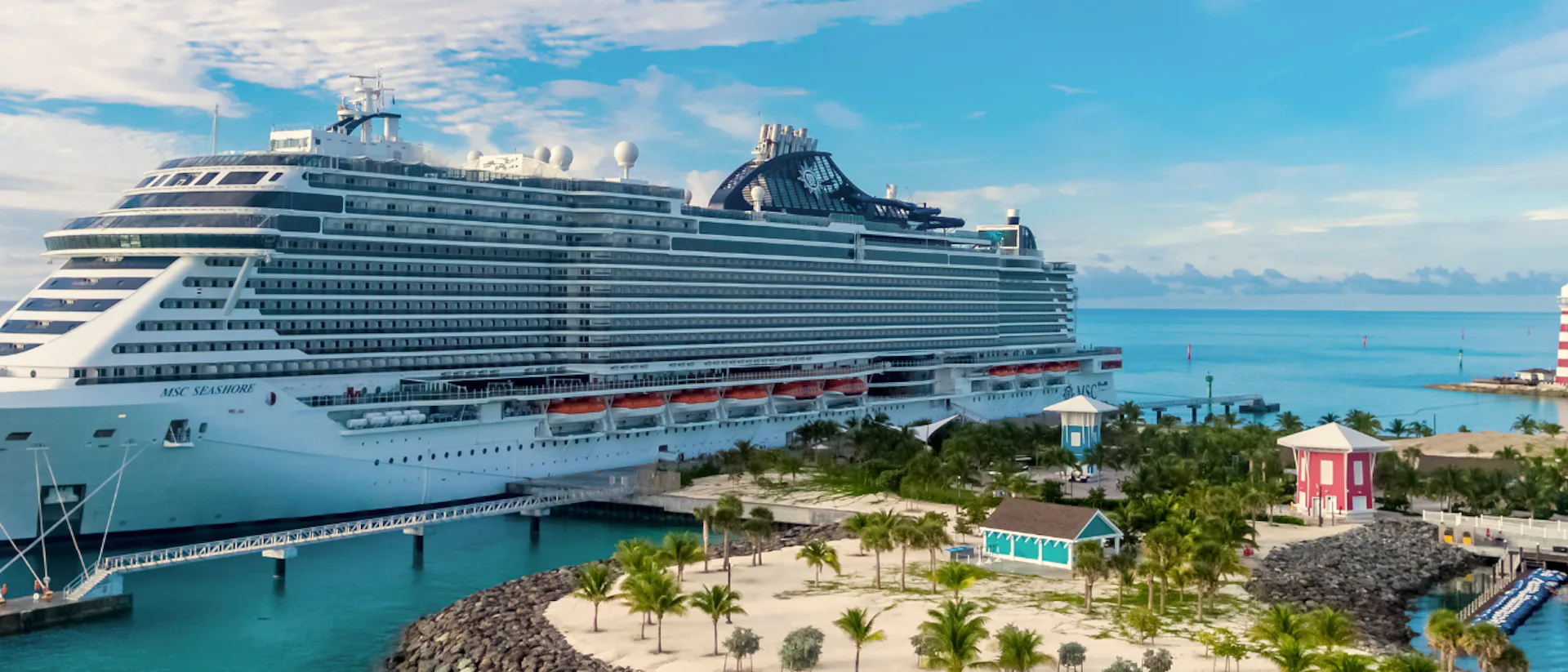 MSC Seashore docked at Ocean Cay