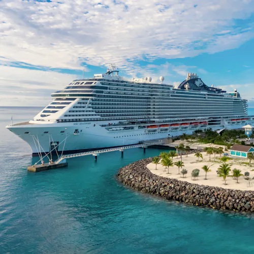 MSC Seashore docked at Ocean Cay
