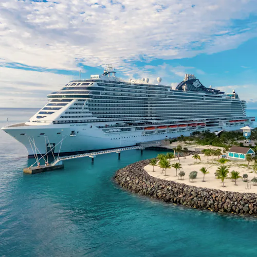 MSC Seashore docked at Ocean Cay