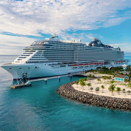 MSC Seashore docked at Ocean Cay