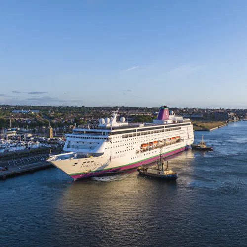 Ambassador Cruise Line's ship Ambition docked in Newcastle's Port of Tyne