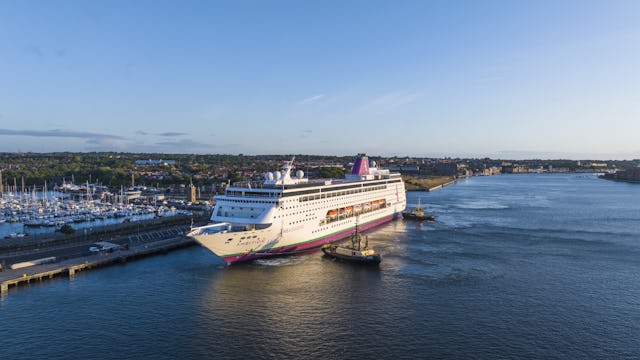 Ambassador Cruise Line's ship Ambition docked in Newcastle's Port of Tyne