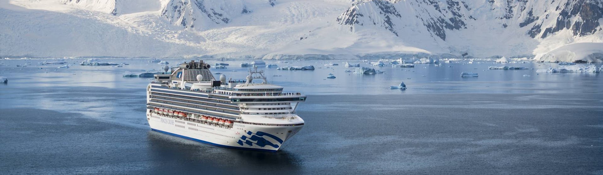 Sapphire Princess sailing in Charlotte Bay in Antarctica