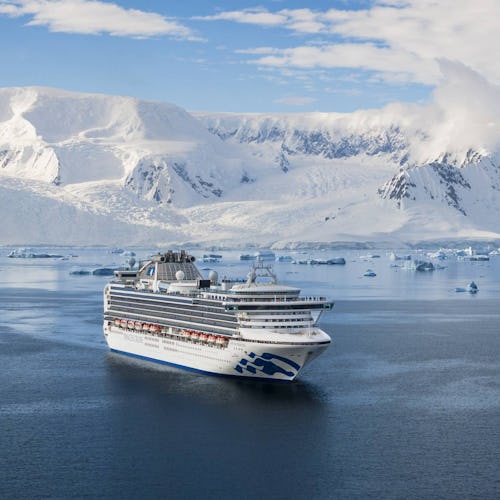 Sapphire Princess sailing in Charlotte Bay in Antarctica