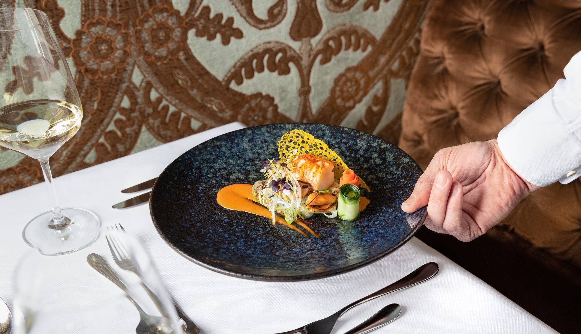 Uniworld River Cruises - Poached Lobster and Eastern Scheldt Mussels with fennel, curry dressing, basil oil