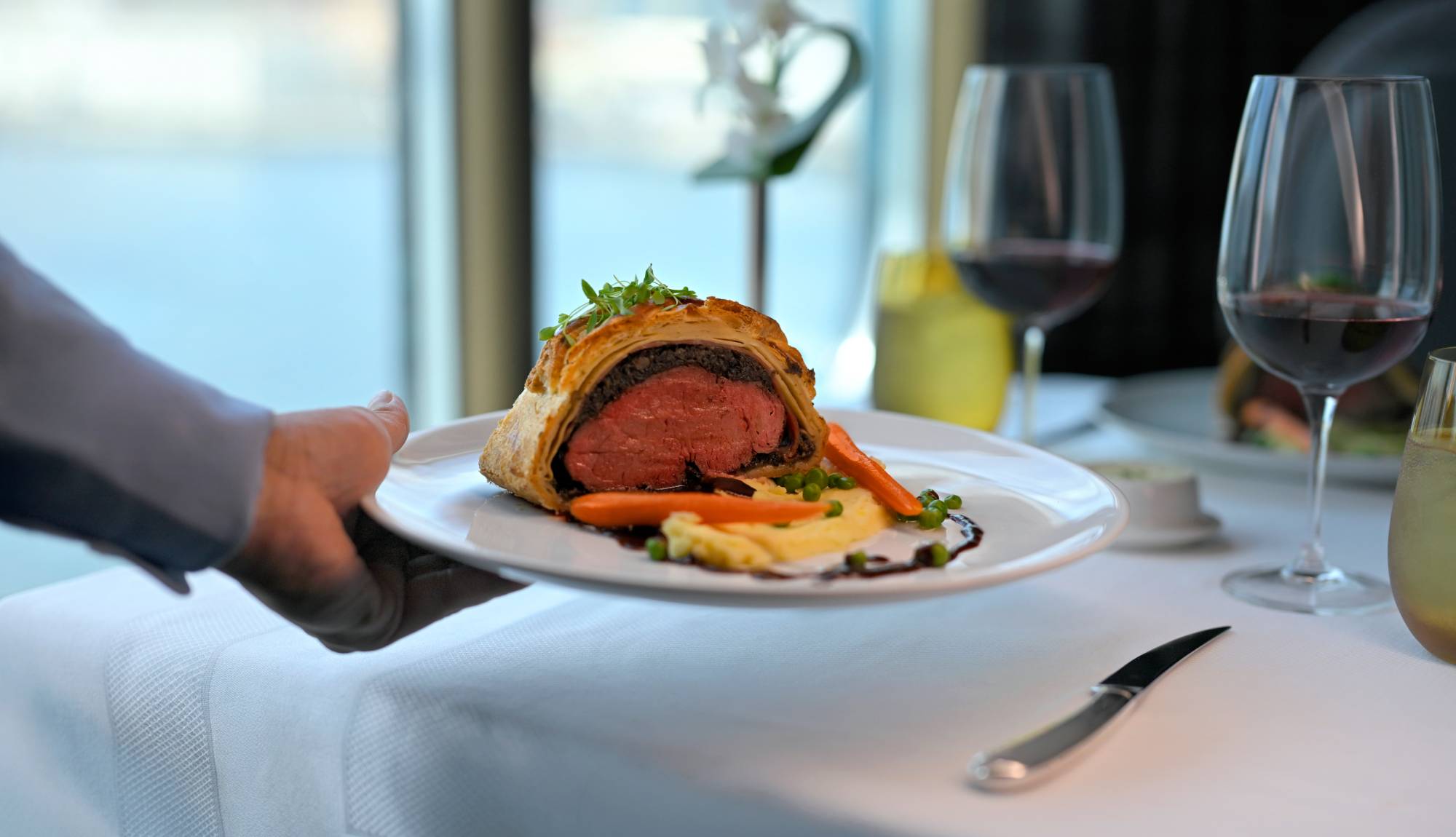 Beef Wellington served at Holland America Line's Farewell Dinner