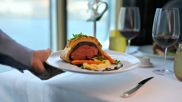 Beef Wellington served at Holland America Line's Farewell Dinner