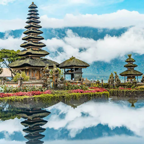 A temple on a lake in Bali, Indonesia