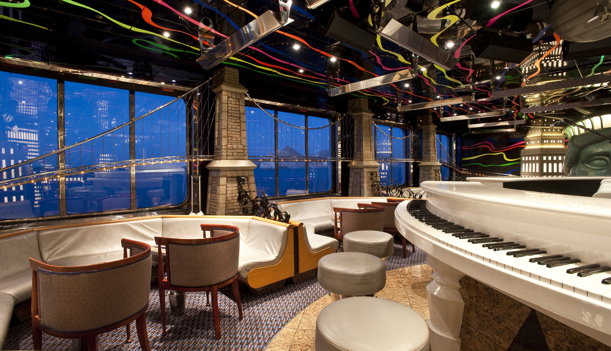 Shot of the Piano bar onboard Carnival cruise line
