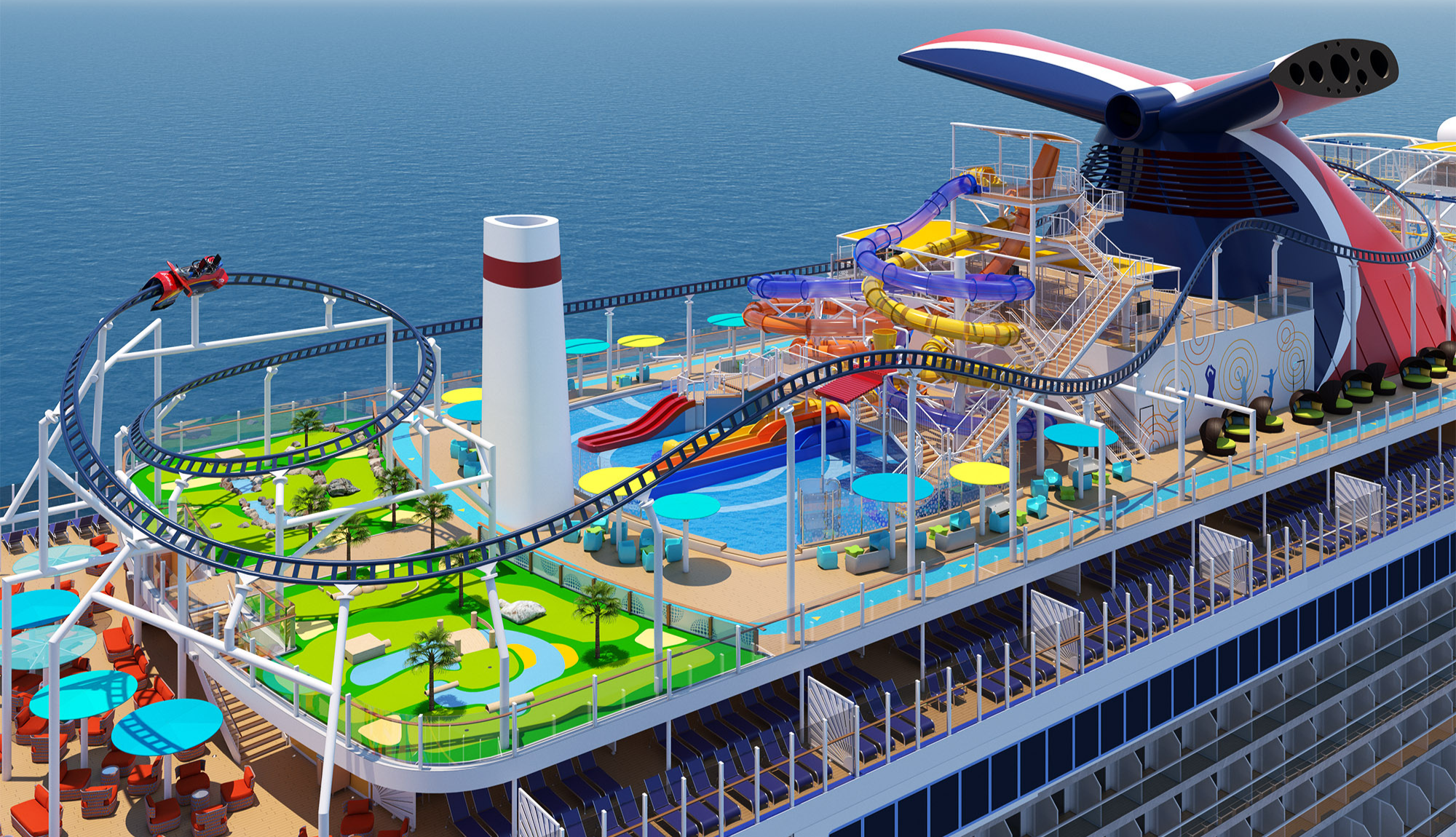 Aerial shot of the Ultimate Playground onboard Carnival Cruise Line