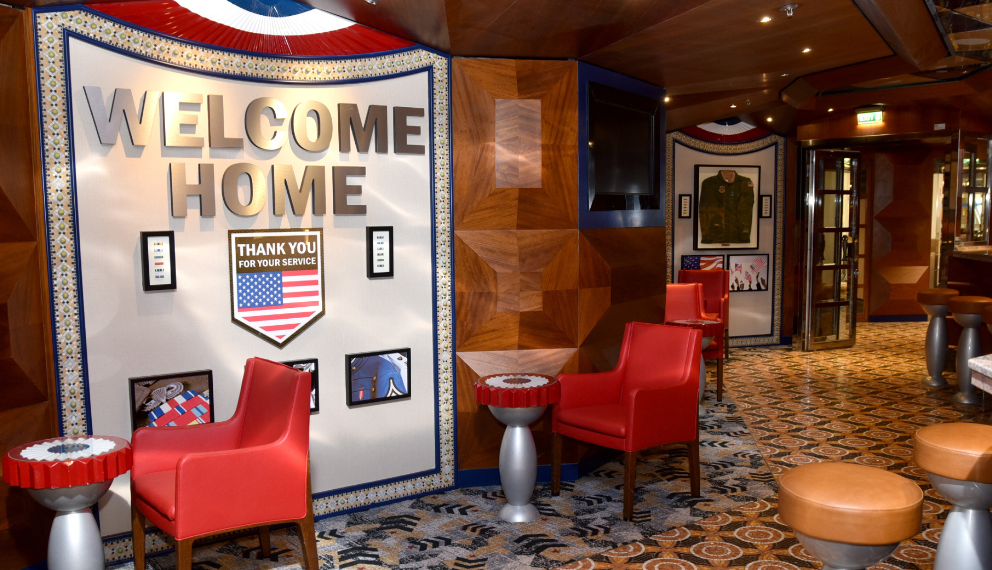 Wall mural in Heroes bar onboard Carnival Legend