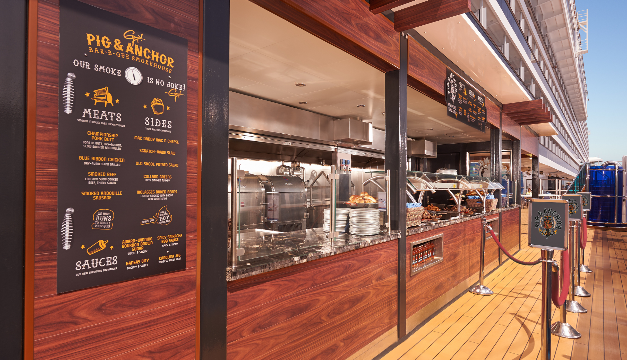 Menu & venue shot of Guys Pig & Anchor onboard a Carnival ship