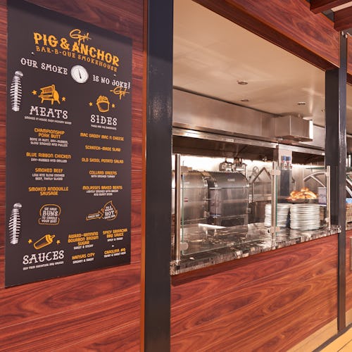 Menu & venue shot of Guys Pig & Anchor onboard a Carnival ship