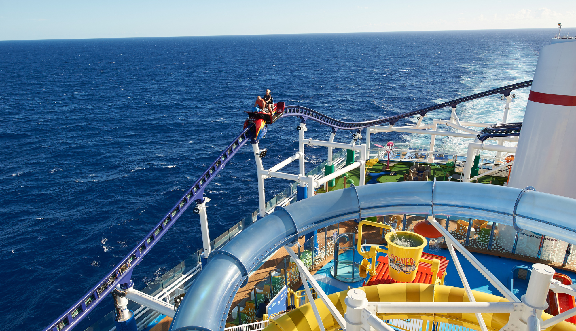 Couple enjoying Bolt the rollercoaster