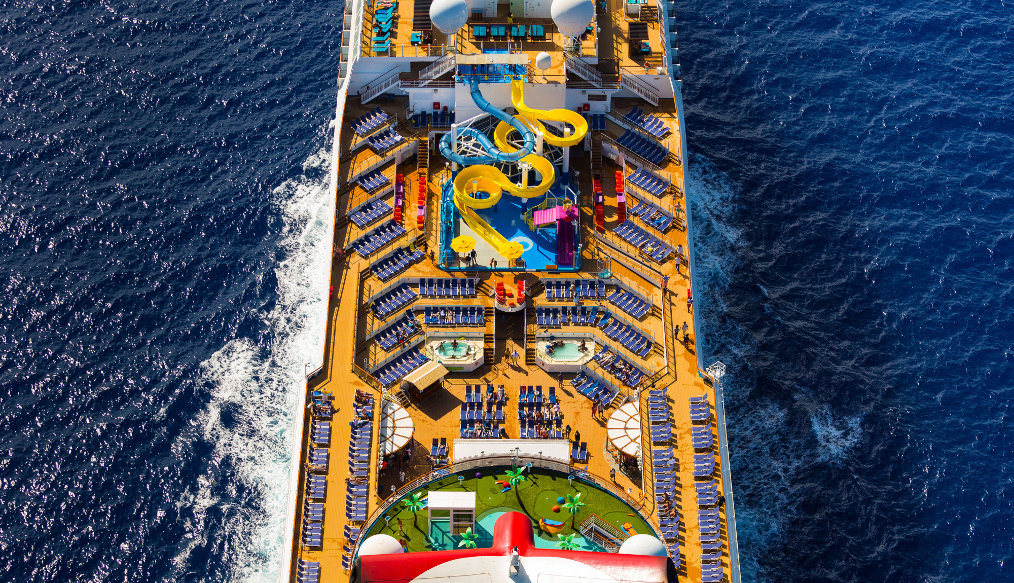Aerial shot of top deck on Carnival Sunrise