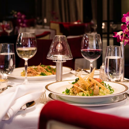 Dinner in the Queens Grill Restaurant onboard Cunard