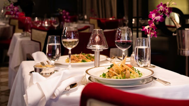 Dinner in the Queens Grill Restaurant onboard Cunard