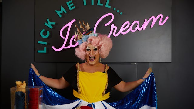 The Diva onboard Virgin Voyages serving up Ice Cream