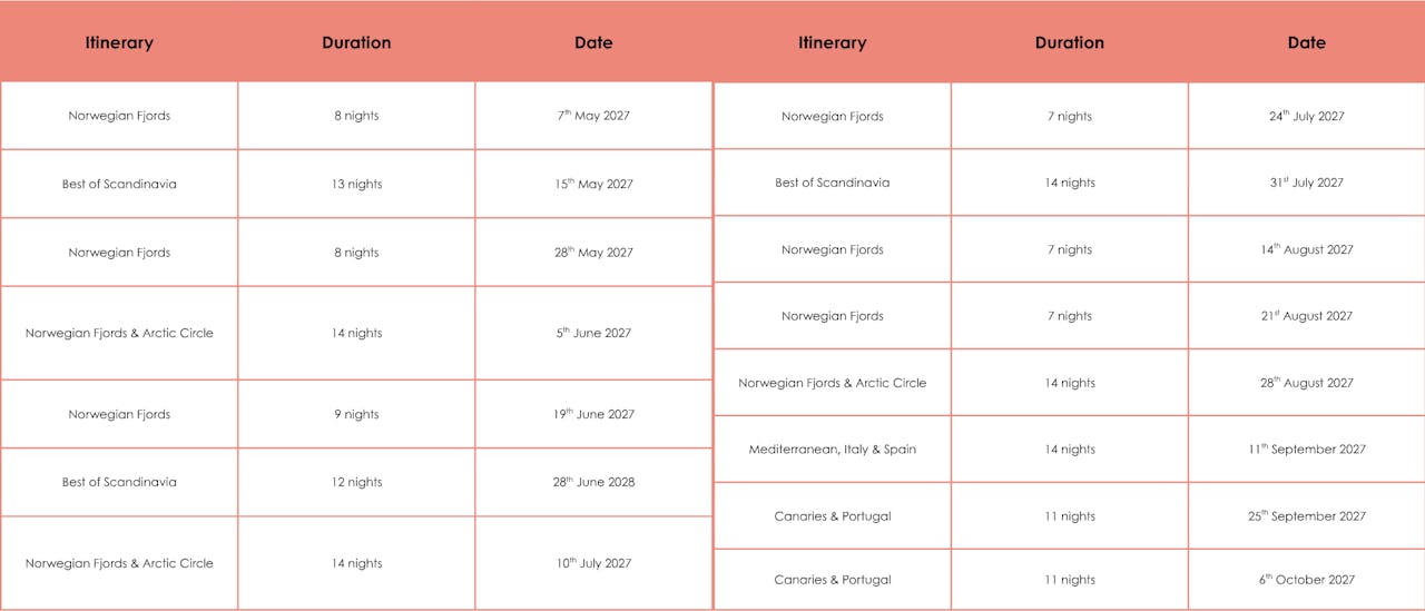 Celebrity Apex 2027 sailings from Southampton