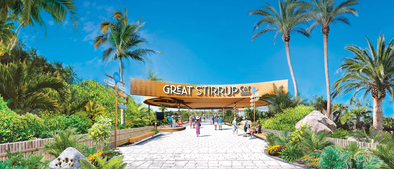 The new Arrival Plaza at NCL's private island, Great Stirrup Cay