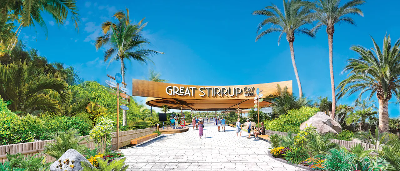 The new Arrival Plaza at NCL's private island, Great Stirrup Cay