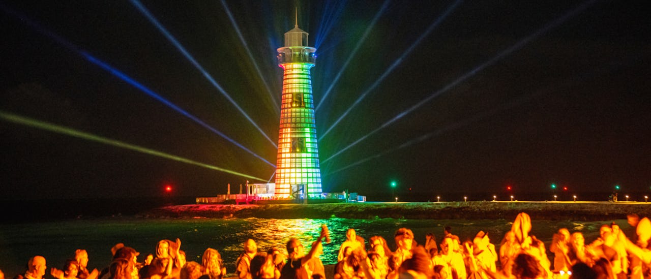 Lighthouse light show on Ocean Cay MSC Marine Reserve