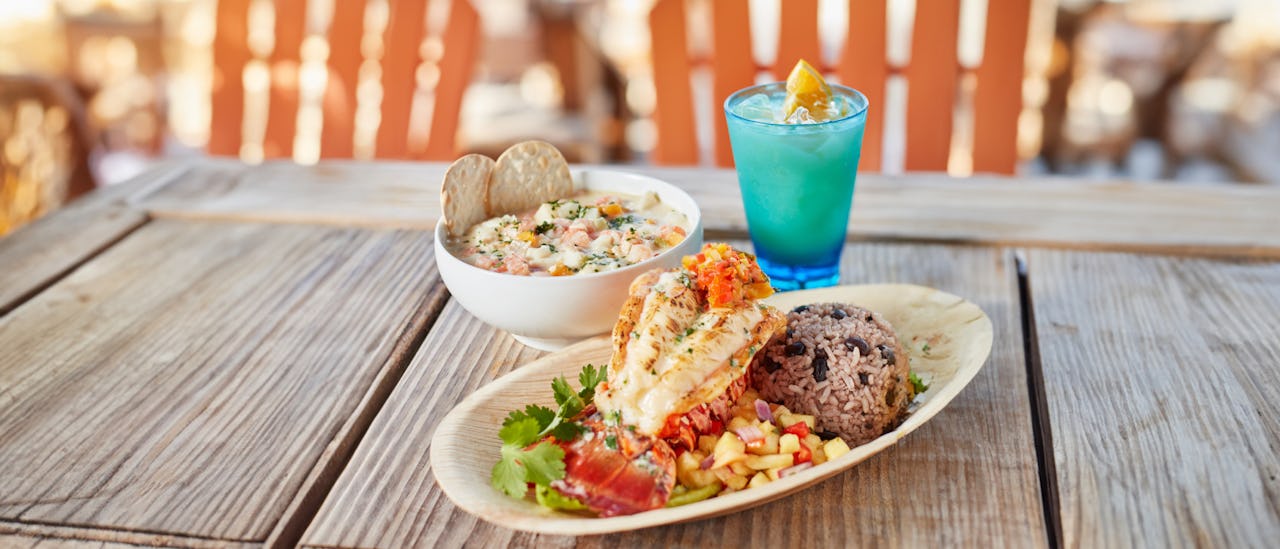 Lobster Shack meal at RelaxAway, Half Moon Cay