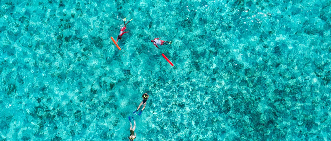 Snorkelling in the crystal clear waters at RelaxAway, Half Moon Cay