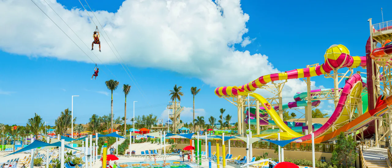 Zipline over the Adventure Pool on Perfect Day CocoCay