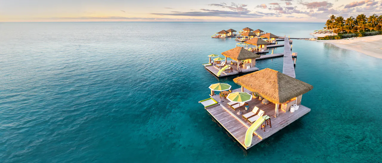 The first Overwater Cabanas in the Bahamas, at Coco Beach Club