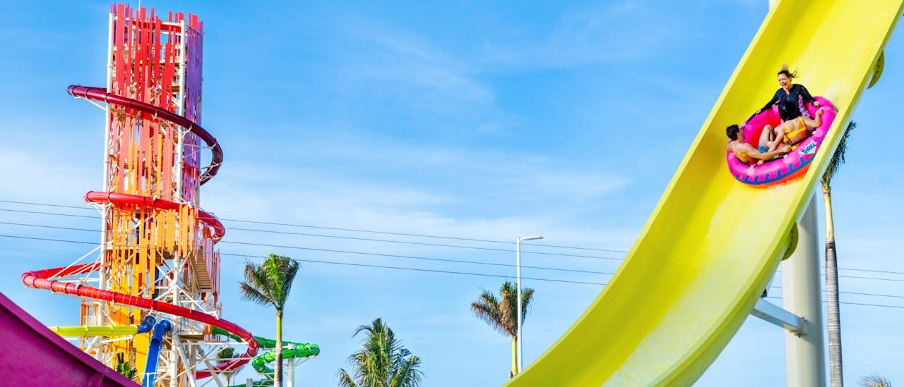 Test out one of the 14 slides at Thrill Waterpark on Perfect Day at CocoCay