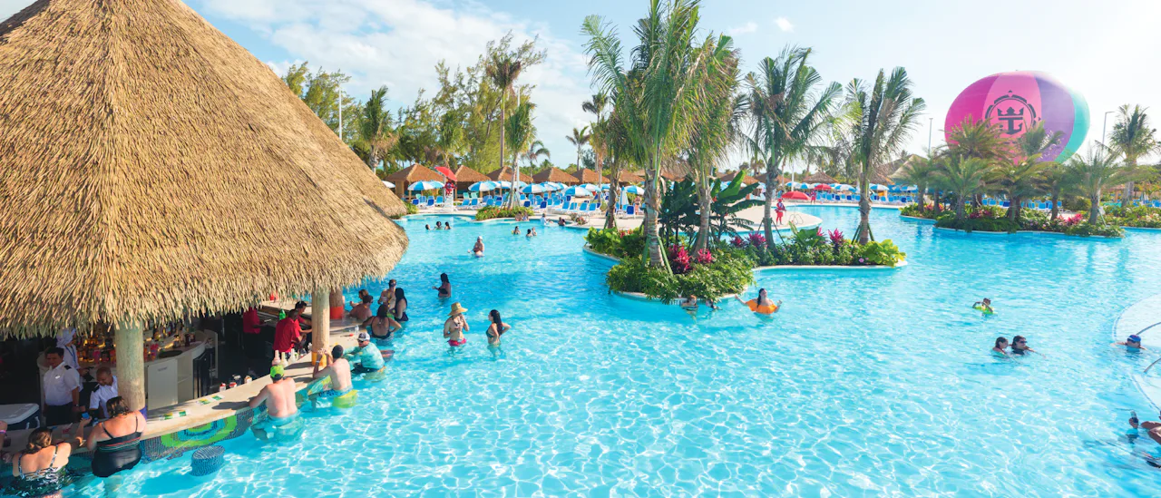 Oasis Lagoon, the largest freshwater pool in the Bahamas on Perfect Day CocoCay