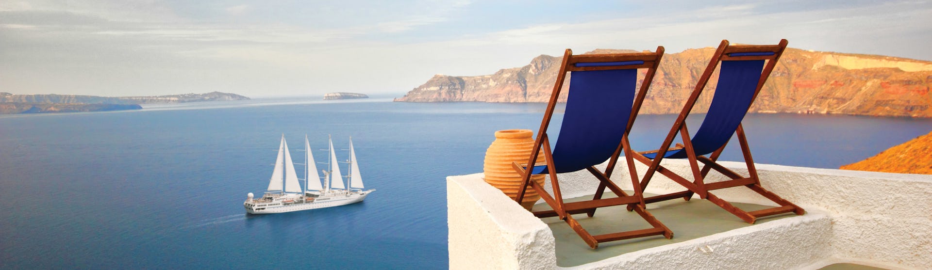 Windstar Cruises' ship Wind Spirit in Santorini