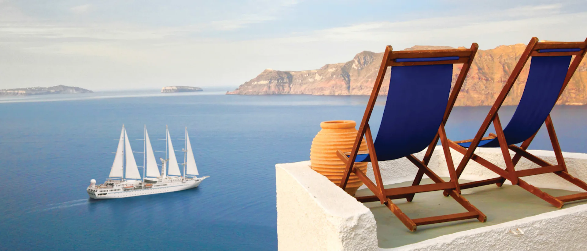 Windstar Cruises' ship Wind Spirit in Santorini