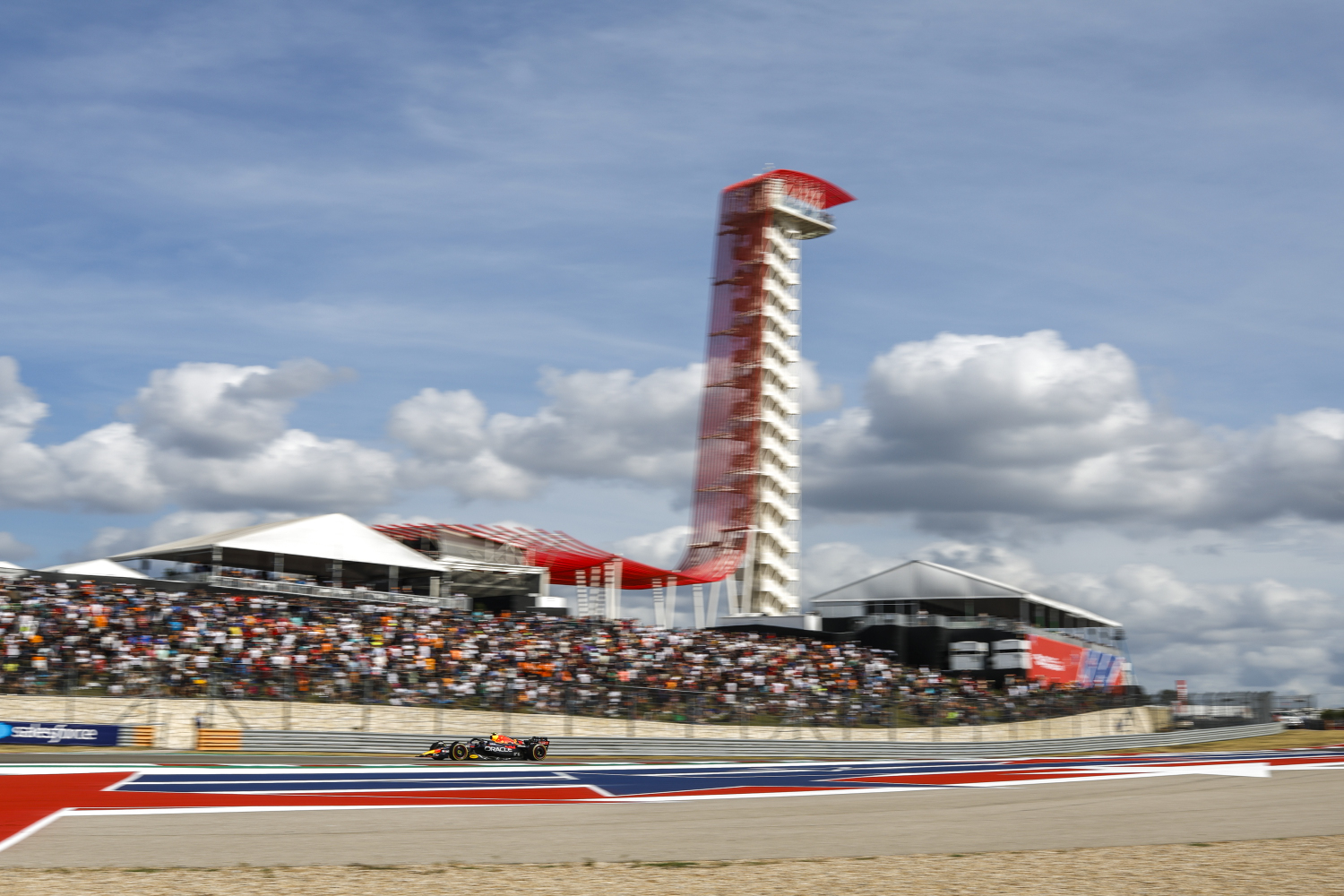 Red Bull car racing at the Circuit of the Americas near Austin for the USA Grand Prix