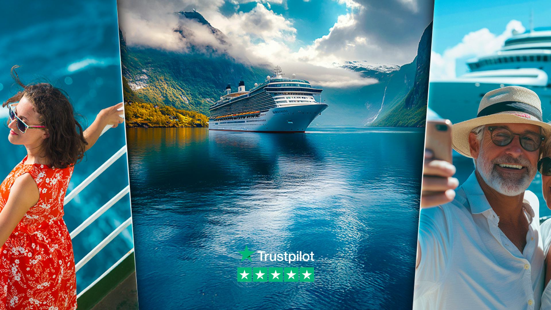 Paramount Cruises homepage banner, an independent cruise specialist with a 5* Trust Pilot rating