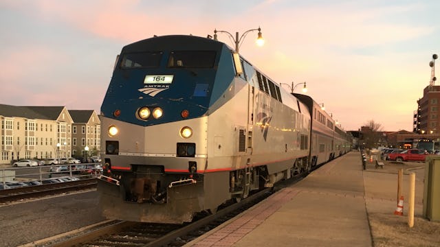 An Amtrak train deparitng Memphis central station heading to New Orleans