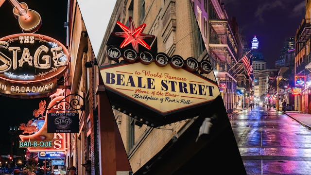 Nahsville Memphsi and New Orleans split image