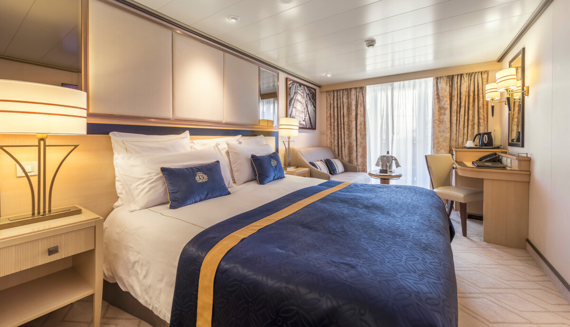 Balcony Stateroom onboard Cunard's Queen Mary 2 