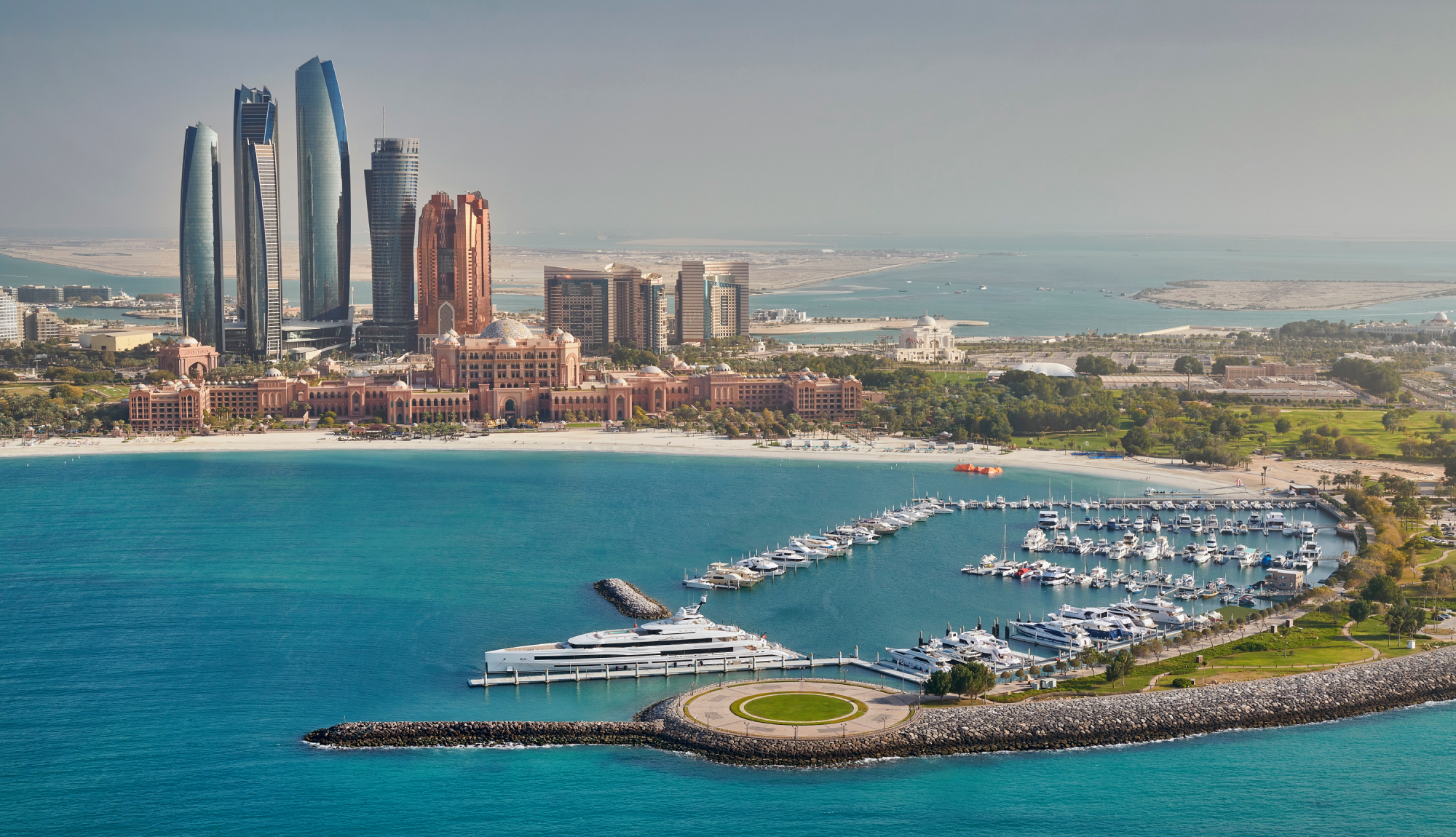 Abu Dhabi, UAE - Emirates Palace Mandarin Oriental - exterior with marina