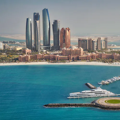 Abu Dhabi, UAE - Emirates Palace Mandarin Oriental - exterior with marina
