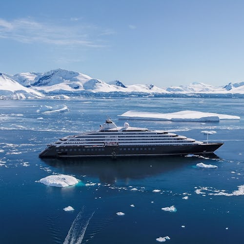Scenic Eclipse cruise ship sailing in Antarctica