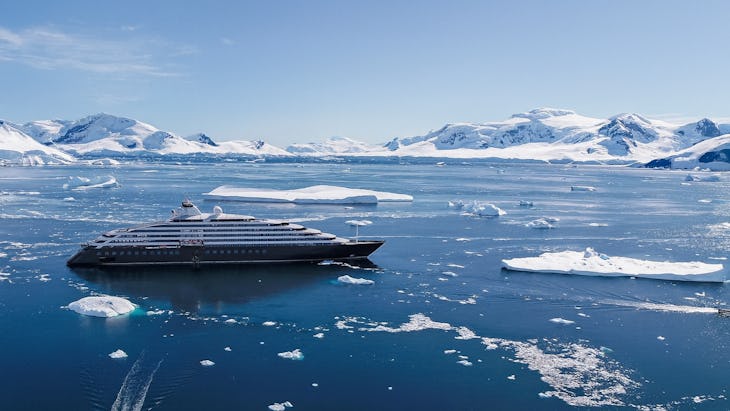 Scenic Eclipse cruise ship sailing in Antarctica