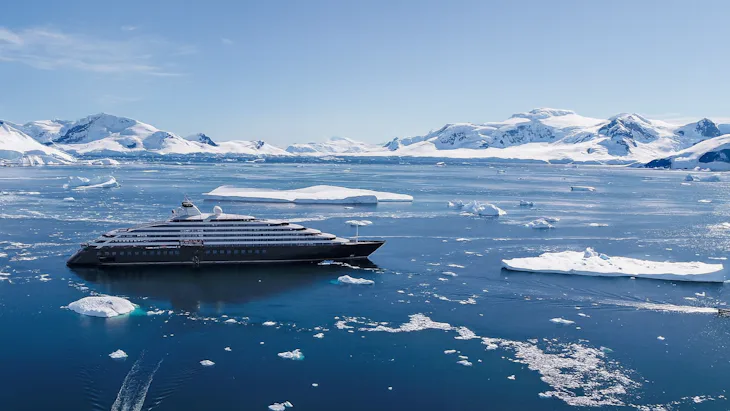 Scenic Eclipse cruise ship sailing in Antarctica