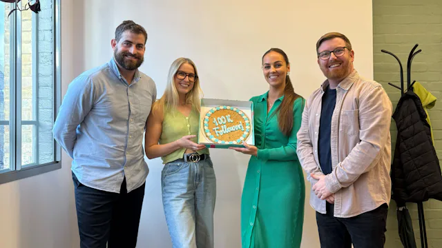 Patrick, Jess, Leah & Marco celebrating 100k followers on social media