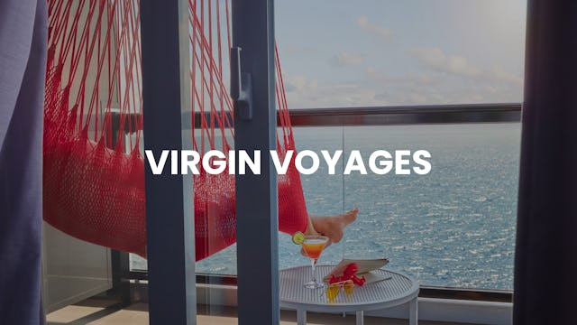 Sailor relaxing on their personal hammock on Virgin Voyages balcony.