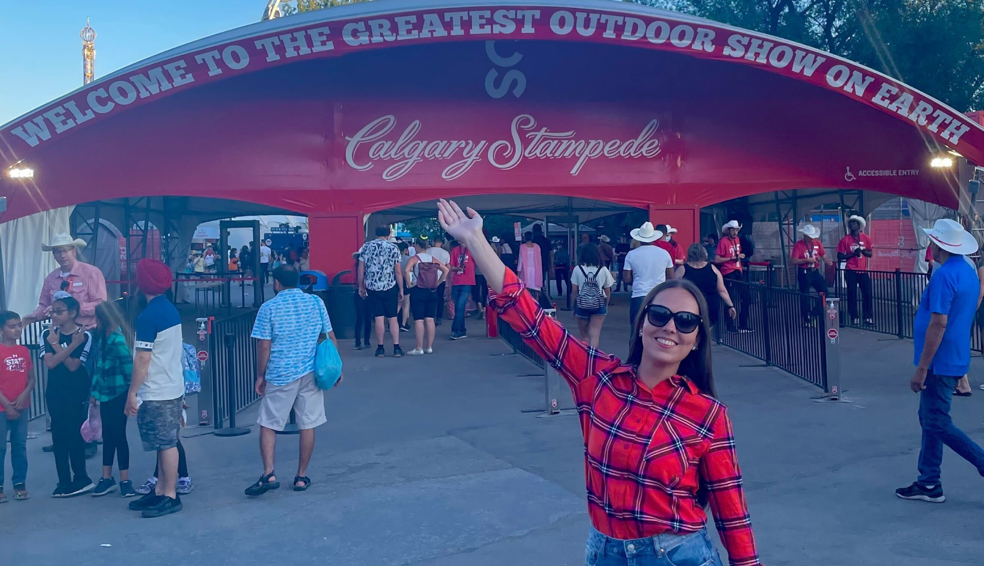 Leah from Paramount Crusies at the Calgary Stampede entrance in Calgary, Alberta, Canada